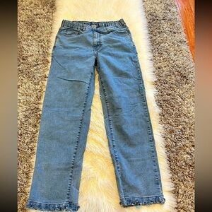 Blue Denim Jeans with Frayed Hem